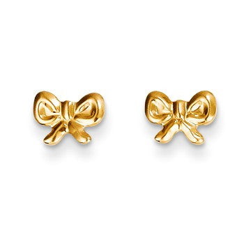 14k Yellow Gold Bow Post Earrings