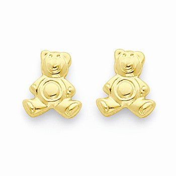 14k Yellow Gold Teddy Bear Post Earrings