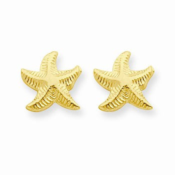 14k Yellow Gold Starfish Post Earrings