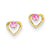 14k Yellow Gold Heart w/Pink CZ Post Earrings