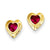 14k Yellow Gold Heart w/Red CZ Post Earrings