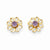14k Yellow Gold Flower w/Purple CZ Post Earrings