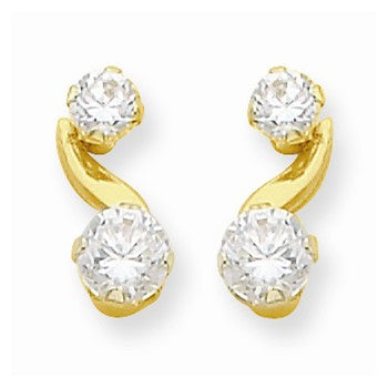 14k Yellow Gold Synthetic White Topaz (Apr) Post Earrings