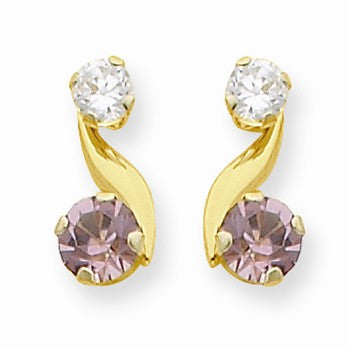 14k Yellow Gold Synthetic Alex&rite (Jun) Post Earrings
