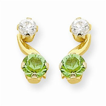 14k Yellow Gold Synthetic Peridot (Aug) Post Earrings