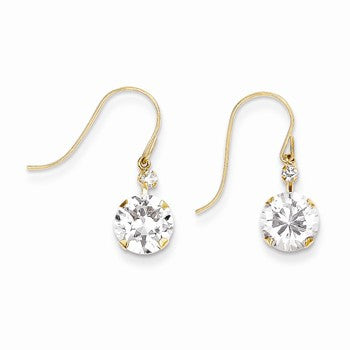 14k Yellow Gold CZ Dangle Earrings