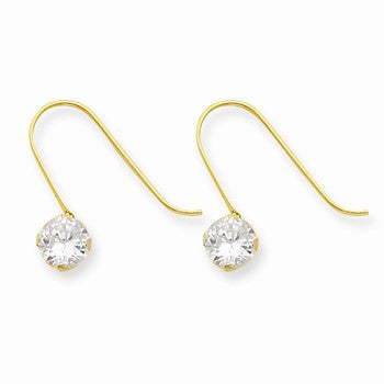 14k Yellow Gold Synthetic White Topaz (Apr) Dangle Earrings