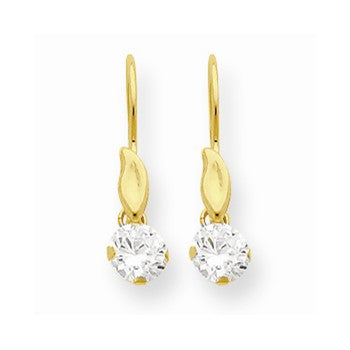 14k Yellow Gold CZ Dangle Earrings