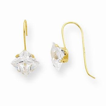 14k Yellow Gold CZ Dangle Earrings