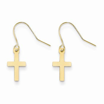 14k Yellow Gold Cross Dangle Earrings