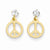 14k Yellow Gold Peace Sign w/CZ Dangle Post Earrings