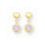 14k Yellow Gold Heart w/Lavender CZ Dangle Post Earrings