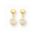 14k Yellow Gold Heart w/Pink CZ Dangle Post Earrings