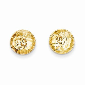 14k Yellow Gold Puffed Round Post Earrings