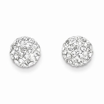 14k Yellow Gold 8mm Clear Crystal Post Earrings