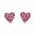 14k Yellow Gold Pink Crystal Heart Post Earrings