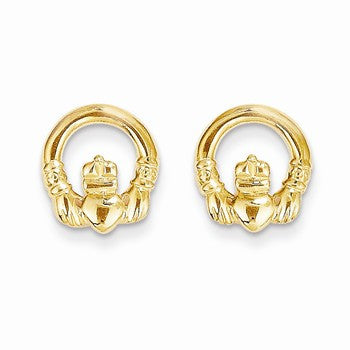 14k Yellow Gold Claddagh Post Earrings