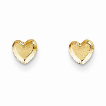 14k Yellow Gold Heart Post Earrings