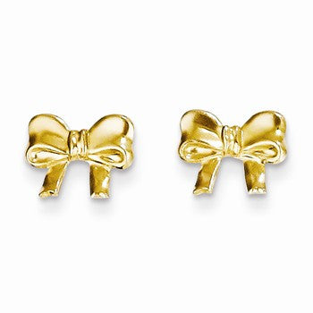 14k Yellow Gold Bow Post Earrings