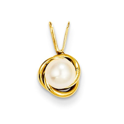 14k Gold Madi K 4mm Freshwater Cultured Pearl Love Knot Pendant, Pendants for Necklace