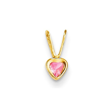 14k Gold Madi K Pink CZ Heart Pendant, Pendants for Necklace