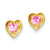 14k Yellow Gold Pink CZ Heart Post Earrings
