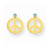 14k Yellow Gold Peace Sign w/Aqua CZ Post Earrings