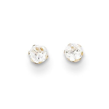 14k Yellow Gold CZ Stud Post Earrings