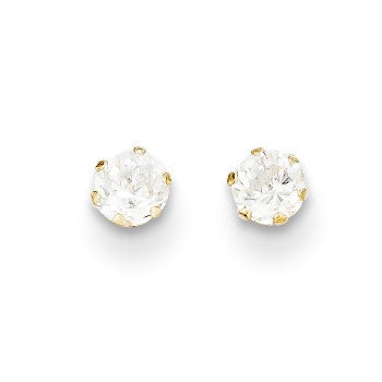 14k Yellow Gold CZ Stud Post Earrings