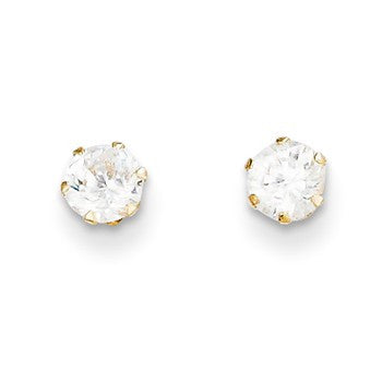 14k Yellow Gold CZ Stud Post Earrings