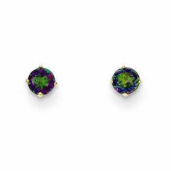 14k Yellow Gold Round Mystic Topaz 3mm Post Earrings