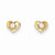14k Yellow Gold CZ Heart Post Earrings