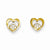 14k Yellow Gold CZ Heart Post Earrings