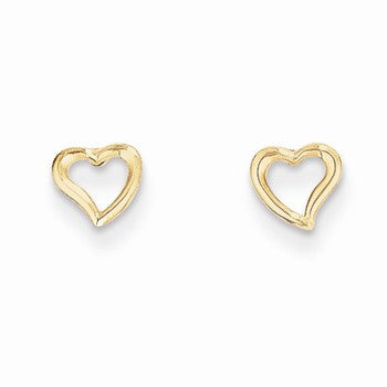 14k Yellow Gold Double Heart Post Earrings