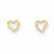 14k Yellow Gold Double Heart Post Earrings