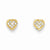 14k Yellow Gold CZ Heart Post Earrings