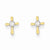 14k Yellow Gold CZ Cross Post Earrings