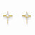 14k Yellow Gold Small Cross w/ CZ Post Earrings