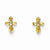 14k Yellow Gold CZ Cross Post Earrings