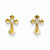 14k Yellow Gold CZ Cross Post Earrings