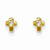 14k Yellow Gold CZ Cross Post Earrings