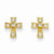 14k Yellow Gold CZ Cross Post Earrings