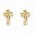 14k Yellow Gold CZ Cross Post Earrings