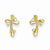 14k Yellow Gold CZ Cross Post Earrings