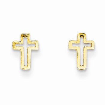 14k Yellow Gold Polished Cross Post Earrings