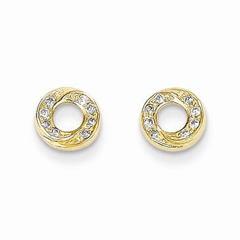 14k Yellow Gold CZ Circle Post Earrings