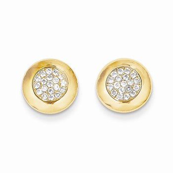 14k Yellow Gold CZ Circle Post Earrings