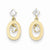 14k Yellow Gold CZ Oval Dangle Post Earrings