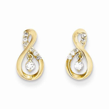 14k Yellow Gold CZ Figure 8 Post Earrings