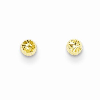 14k Yellow Gold Diamond Cut 3mm Half-Ball Post Earrings